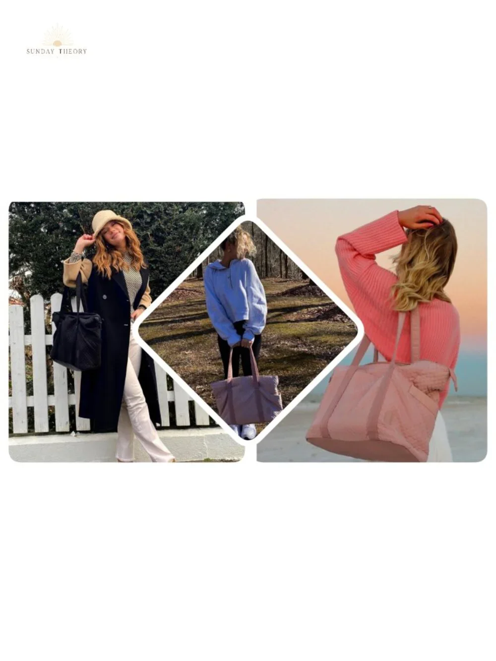 Quilted Puffer Tote Bag for Women, 20L Work Bag with Zipper, Yoga Mat Buckle,